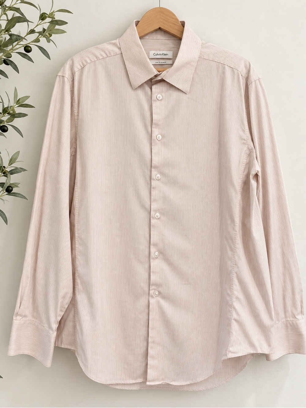 Calvin Klein Slim Fit Stretch Striped Dress Shirt 16 32/33